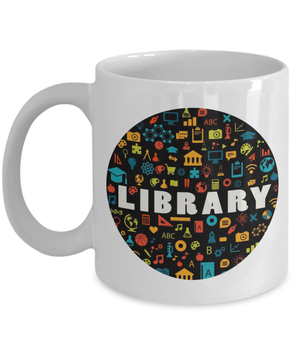 Library Coffee Mug- White Porcelain Coffee Cup,Premium 11 oz White coffee cup