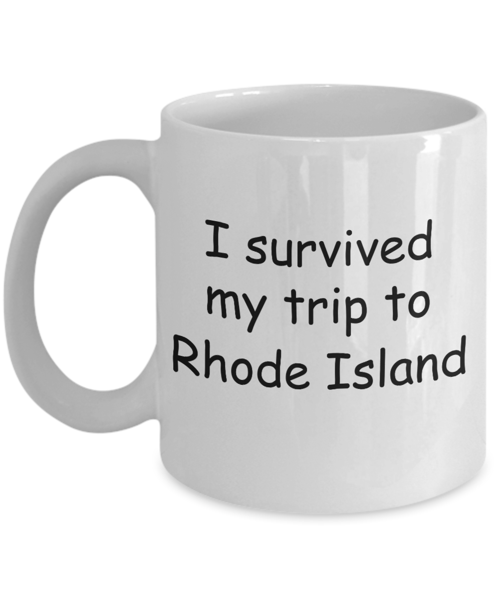 Patriotic coffee mugs , I survived my trip to Rhode Island - White Coffee Mug Tea Cup 11 oz Gift