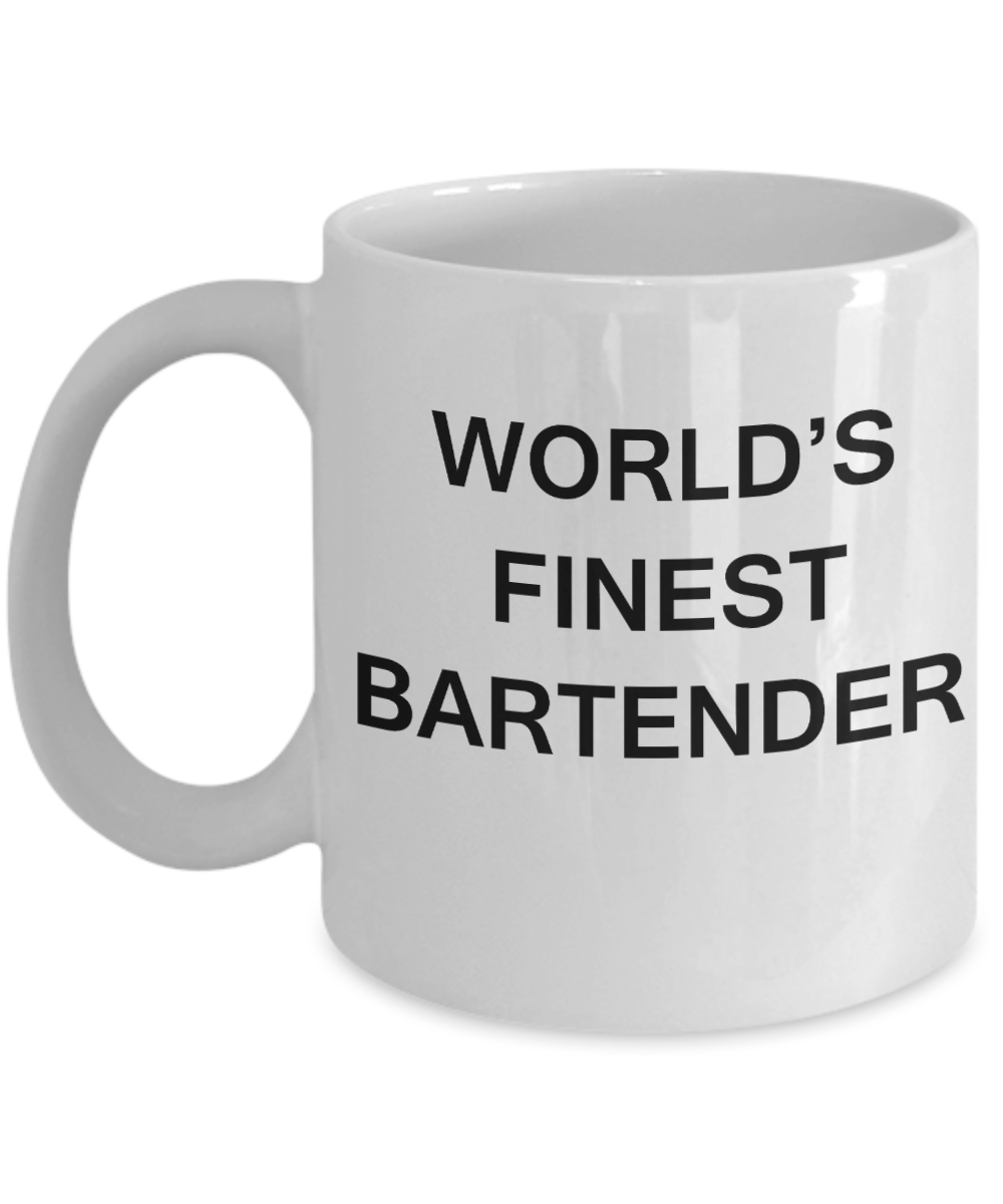 World's Finest Bartender mugs - Gifts For Bartender - Porcelain White coffee mugs 11 oz