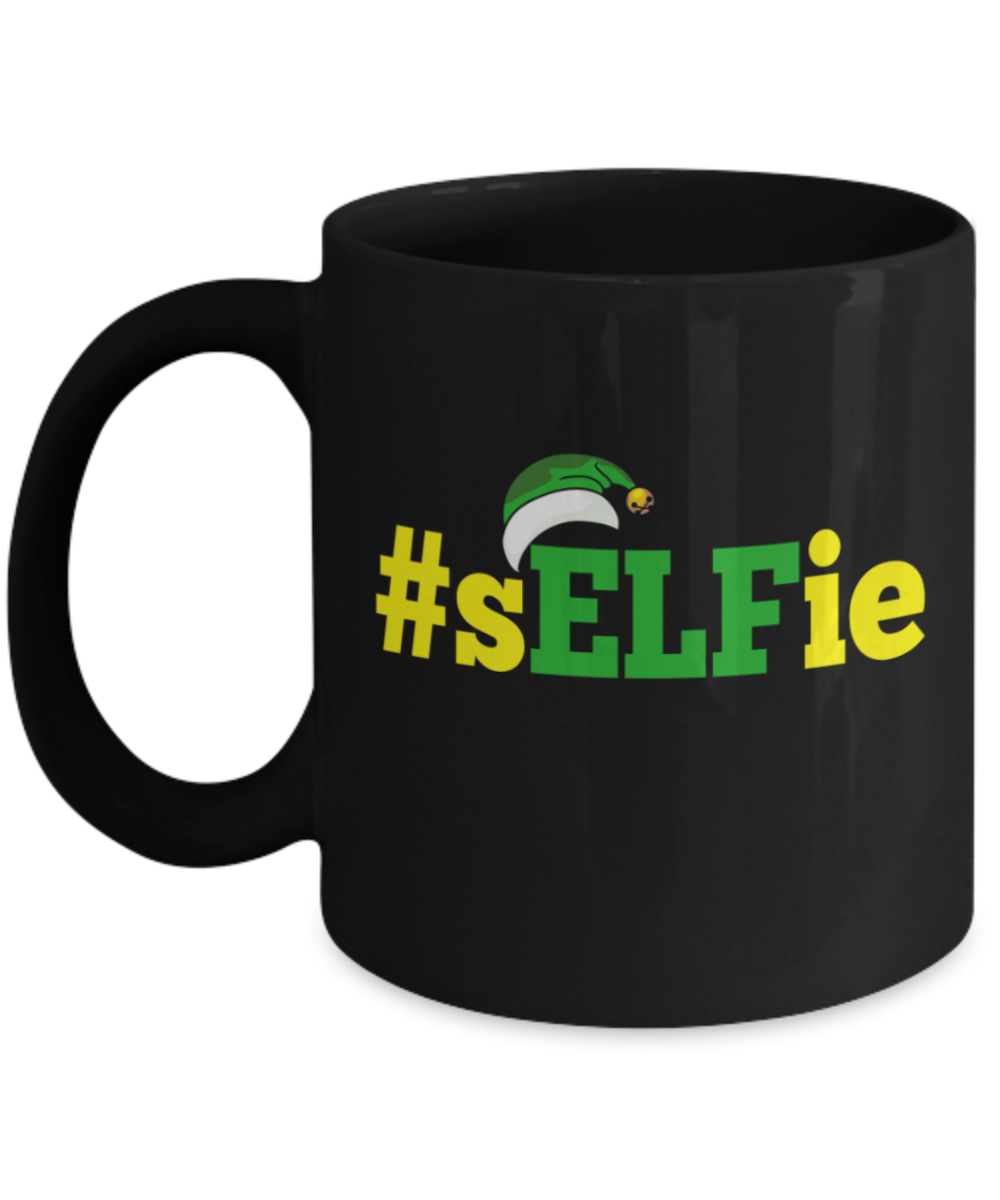 Christmas gift ideas, Selfie - Funny Black Porcelain Coffee Mug Cute Ceramic Cup 11 oz