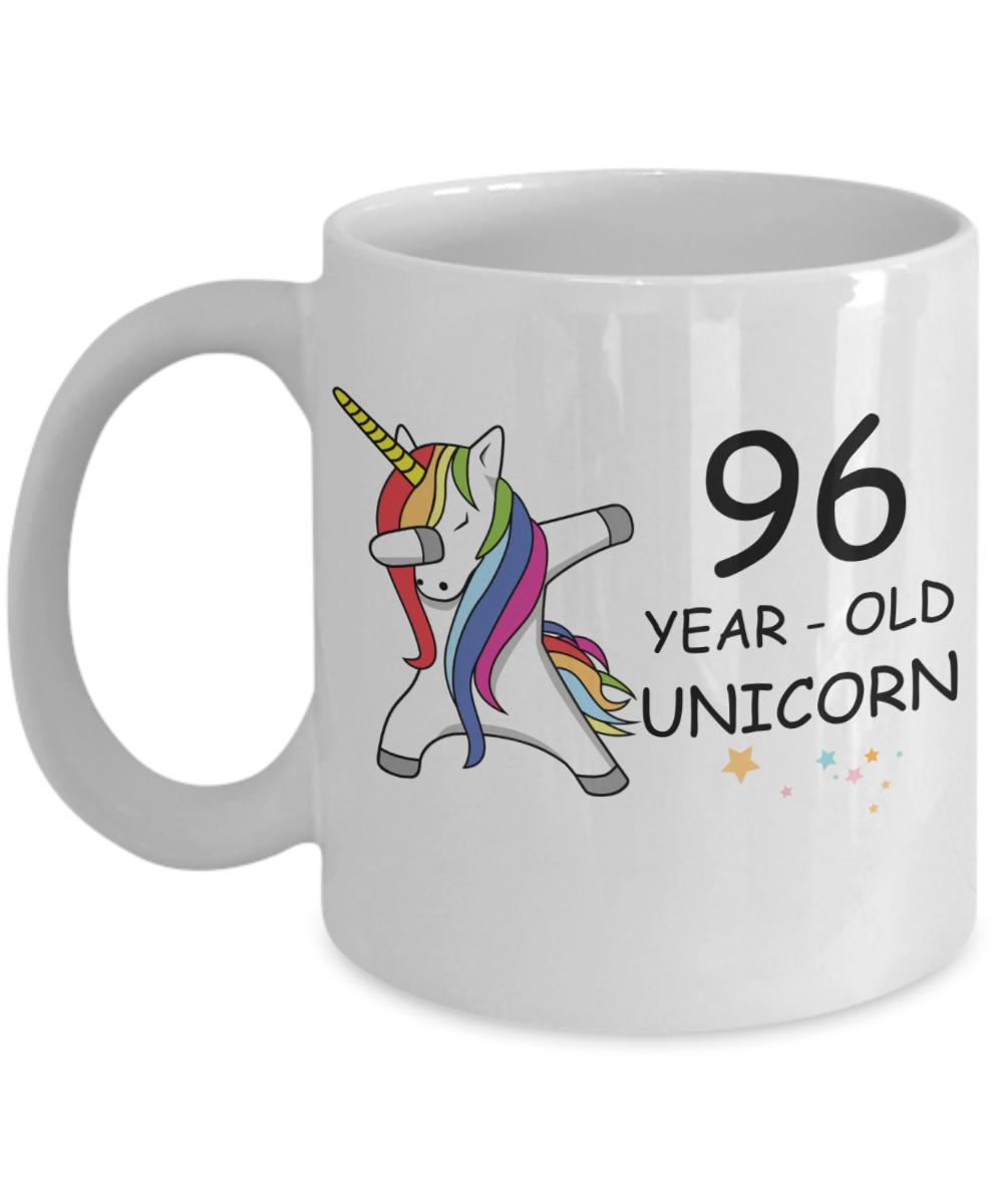 Unicorn Birthday gift 96th Birthday Gift for Women - 96 Year Old Unicorn Dabbing Mug - Funny White Porcelain Coffee 11 oz, 96th Anniversary Bday Gift for Grandma, Mom, Sister, Bestie - Legends are Born In 1924