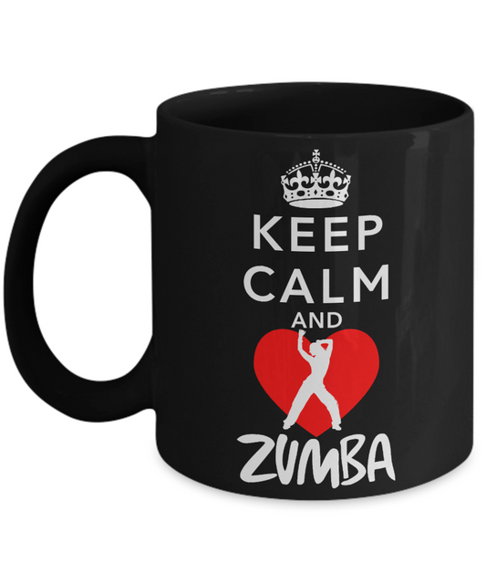 I Am Dancing Gift Coffee Mug For Dancer,Sister,Brother, Keep Calm And Zumba-Black Porcelain Coffee Mug 11 oz