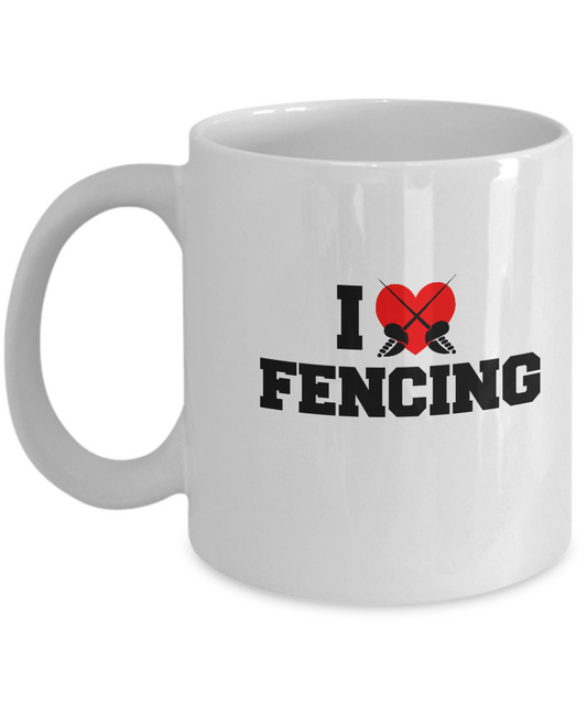 I love Fencing White Mugs White Coffee mugs - White coffee mugs 11 oz