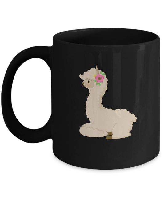 Lama Sheep Black Mugs - Funny Christmas Kids Gifts -  Best Office Mug & Birthday Gifts 11 oz