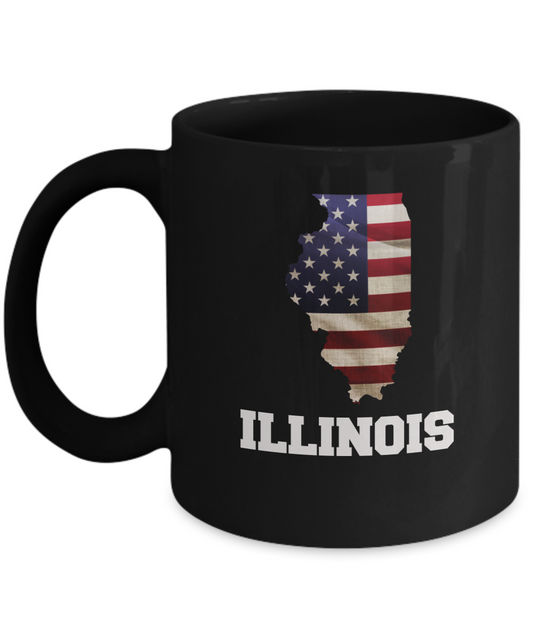 I Love Illinois Coffee mug sets - 11 OZ Black coffee mugs  State Love Gift Idea Cup Funny