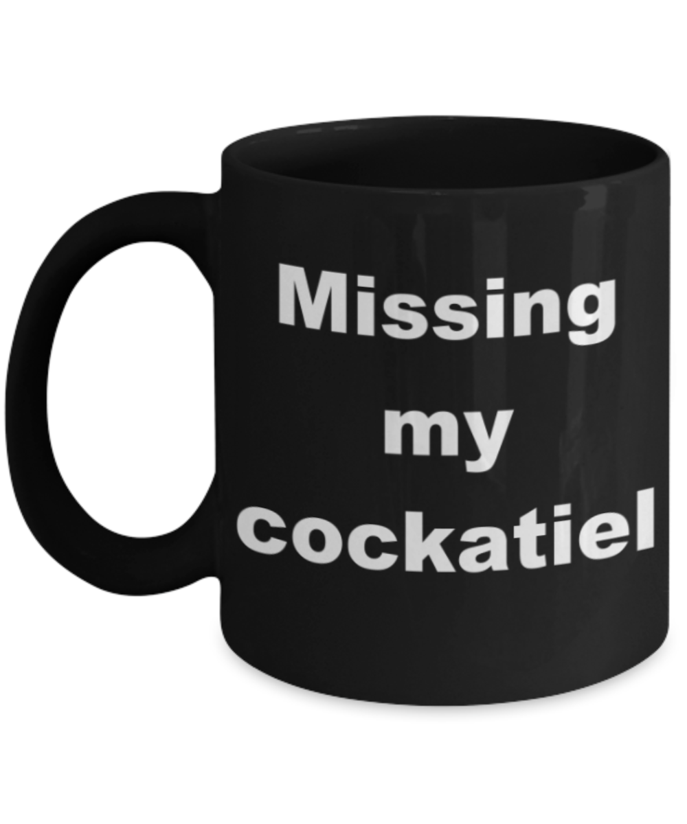 Missing my cockatiel - Black Porcelain Coffee 11 oz