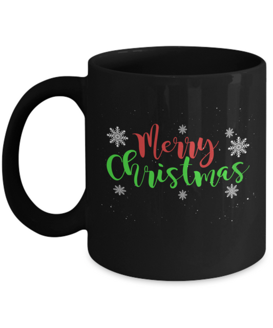 Christmas gift ideas, Merry Christmas - Funny Black Porcelain Coffee Mug Cute Ceramic Cup 11 oz
