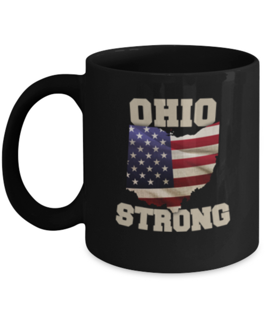 USA State Strong Ohio coffee Black mug - Porcelain Black coffee mugs 11 oz