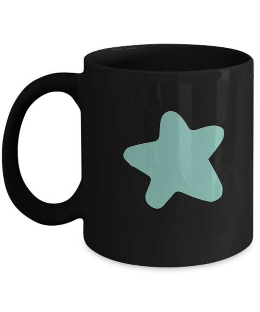 Floral Green Star Black Mugs - Funny Christmas Gifts - Black coffee mugs 11 oz