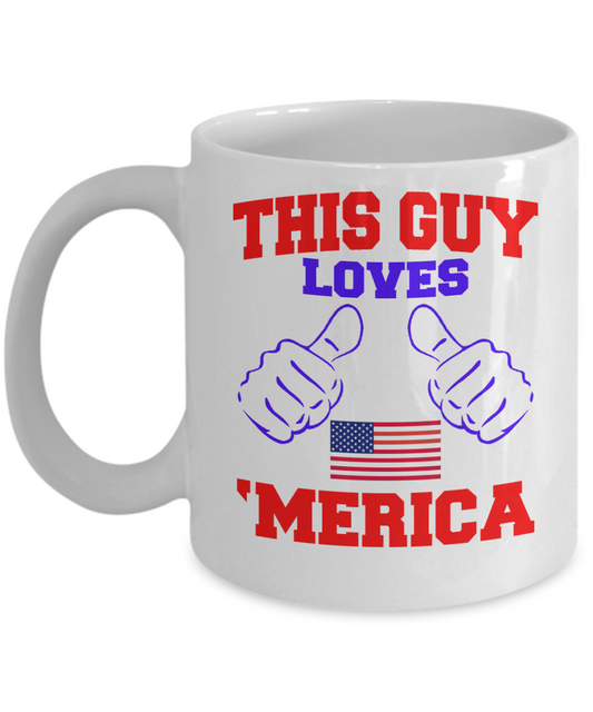 United States Love Personalized Gift Coffee Mug, This Guy Love America-White Porcelain Coffee Mug 11 oz