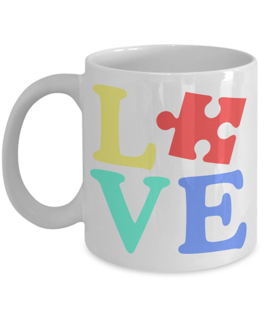 Love - White Coffee Mug Porcelain Tea Cup 11 oz - Great Gift