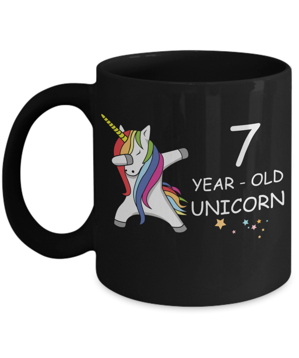 Unicorn Birthday gift 7th Birthday Gift for Women - 7 Year Old Unicorn Dabbing Mug - Funny Black Porcelain Coffee 11 oz, 7th Anniversary Bday Gift for   Grandma, Mom, Sister, Bestie - Legends are Born In 2013