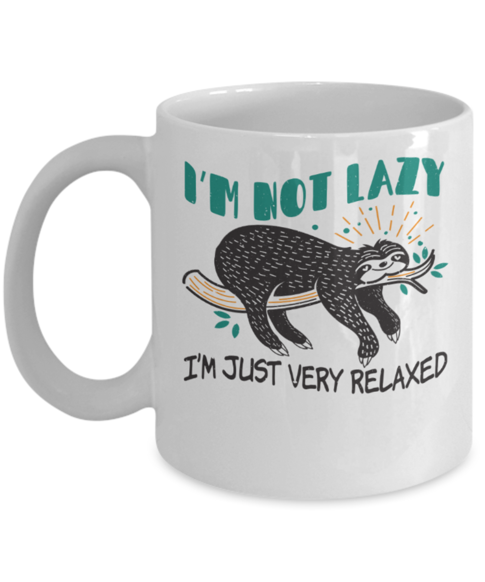 Sleeping Lovers Mugs, I'm not lazy I'm just very relaxed - Funny White Porcelain Coffee 11 oz