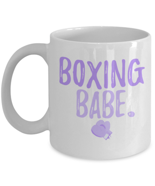 Boxing lovers mugs, Boxing Babe - Funny White Porcelain Coffee 11 oz