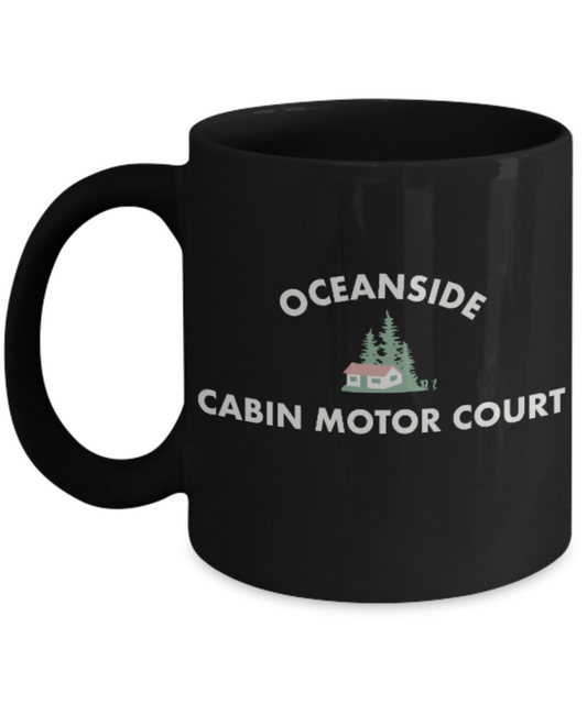 Plants vs zombies gift box mugs , Oceanside Cabin Motor Court - Black Coffee Mug Porcelain Tea Cup 11 oz - Great Gift