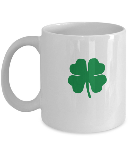 St Patrick's day mug - Distressed Irish Shamrock - Clover - White coffee mugs 11 oz