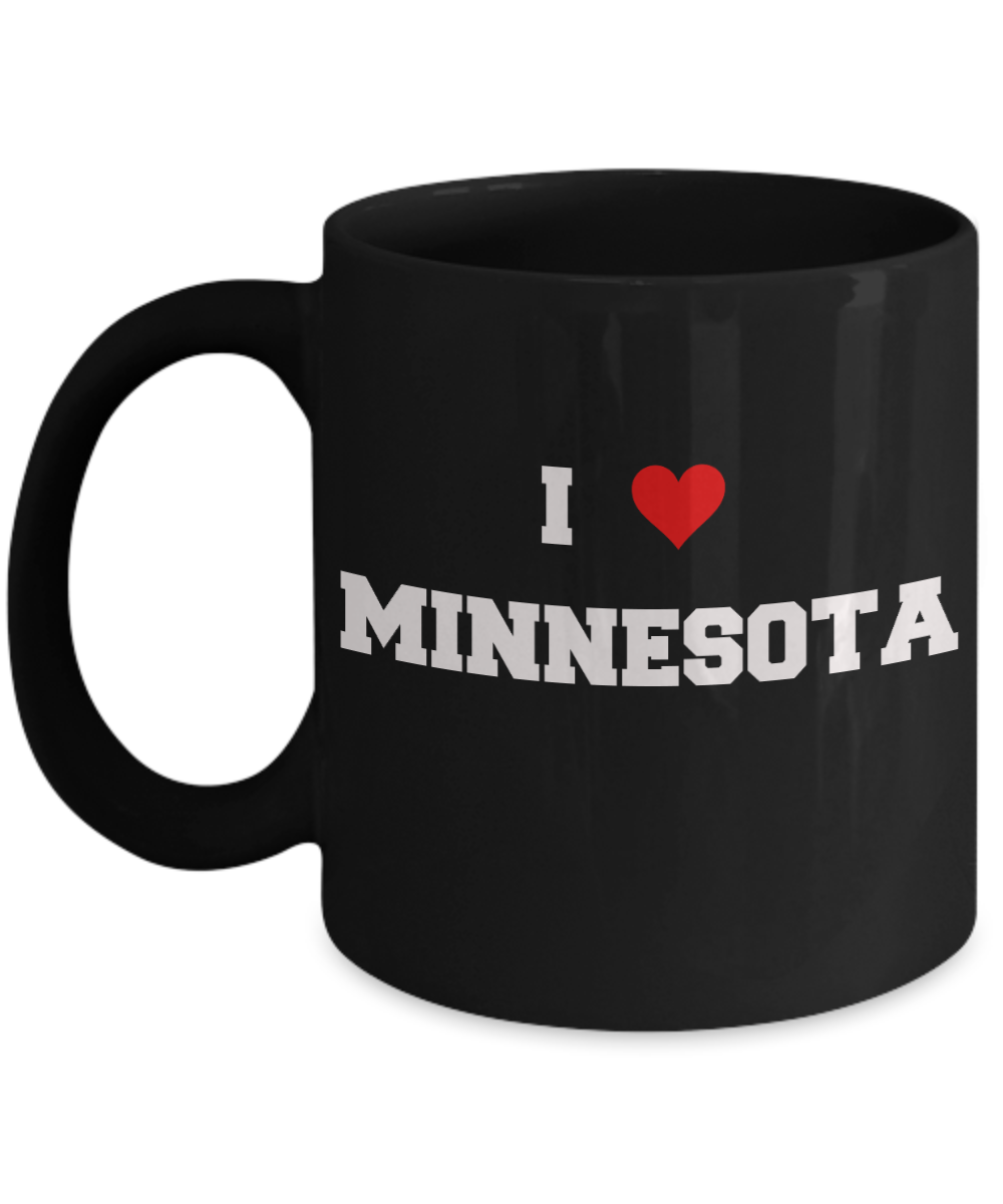 Minnesota Tea Coffee Mugs,I Love Minnesota USA States Ceramic Black Coffee Mug Tea Cup Gifts Mugs 11 oz Funny Mugs