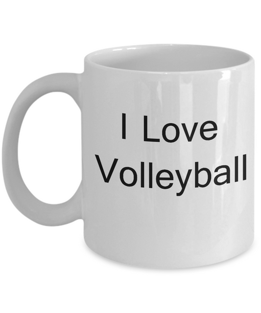 Volleyball lovers Gifts Mugs - I Love Volleyball  - Valentines White coffee mugs 11 oz
