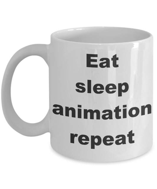 Animator Coffee mug,Eat sleep animation repeat-White Coffee Mug 11 oz
