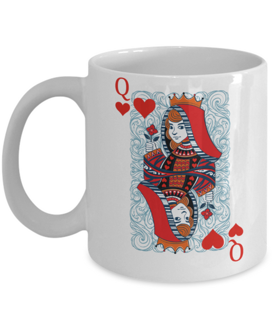 Aneversery gift - Queen Card - Funny White Porcelain Coffee Mug Cute Ceramic Cup 11 oz