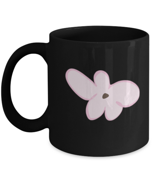 Flower Smooth 8 Black Mugs - Funny coffee mugs - Porcelain Black coffee mugs 11 oz