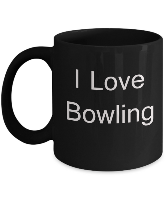 Funny Bowlers Mugs - I Love Bowling - Valentines Black coffee mugs 11 oz