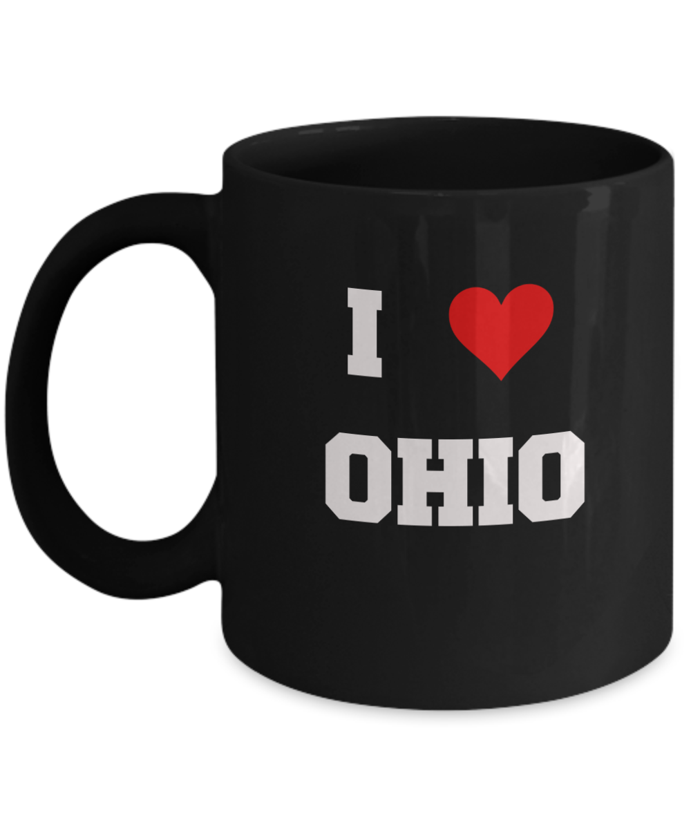 Ohio Tea Coffee Mugs,I Love Ohio USA States Ceramic Black Coffee Mug Tea Cup Gifts Mugs 11 oz Funny Mugs