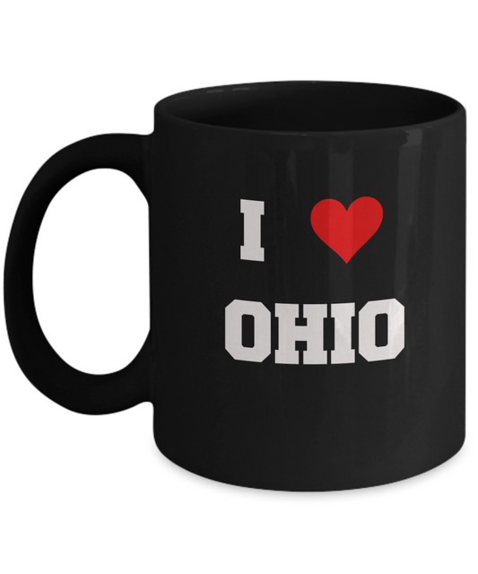 Ohio Tea Coffee Mugs,I Love Ohio USA States Ceramic Black Coffee Mug Tea Cup Gifts Mugs 11 oz Funny Mugs