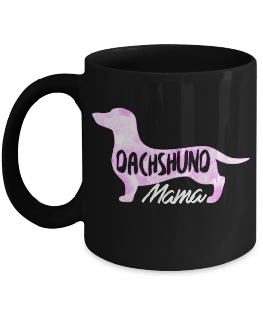 Dachshund Lovers Mugs , Dachshund Mama - Black Coffee Mug Porcelain Tea Cup 11 oz - Great Gift