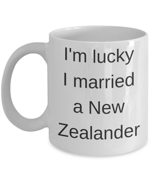 Drs Wife mug/Husband Mugs, New Zealander Mugs - I'm Lucky I married a new Zealander - White Porcelain Coffee Cup,Premium 11 oz Funny Mugs White coffee cup Gifts Ideas