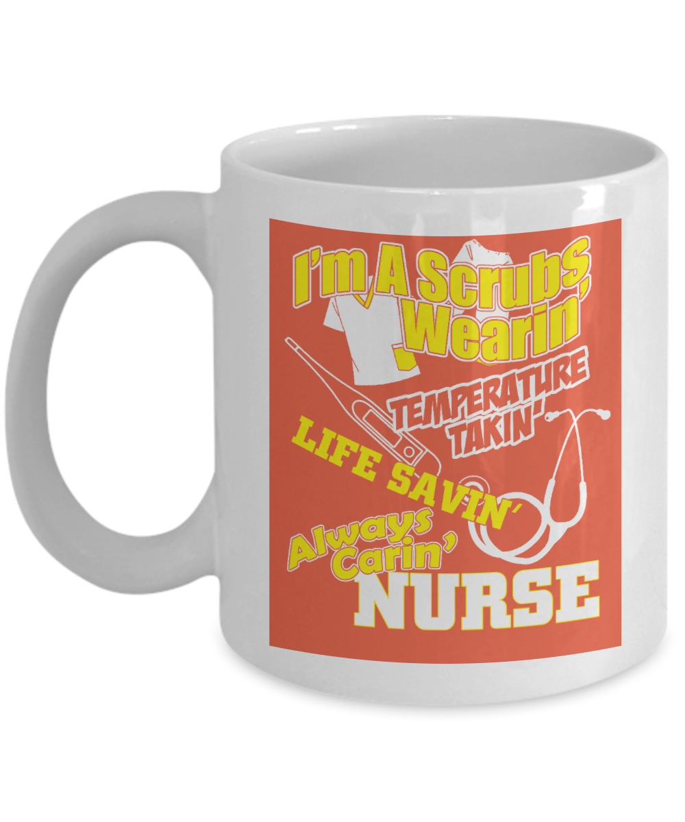 Nurse Appreciation Gift Coffee mug, I Am A Life Saving Always Caring Nurse -White Porcelain Coffee Mug 11 oz for Girlfriend, Father, Boyfriend, Wife, Husband, Nurse, medical, Nursing , Student
