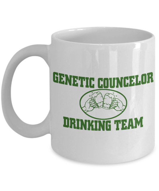 Beer Lover Custom Coffee Mug, Genetic Councelor Drinking Team-White Porcelain Coffee Mug 11 oz