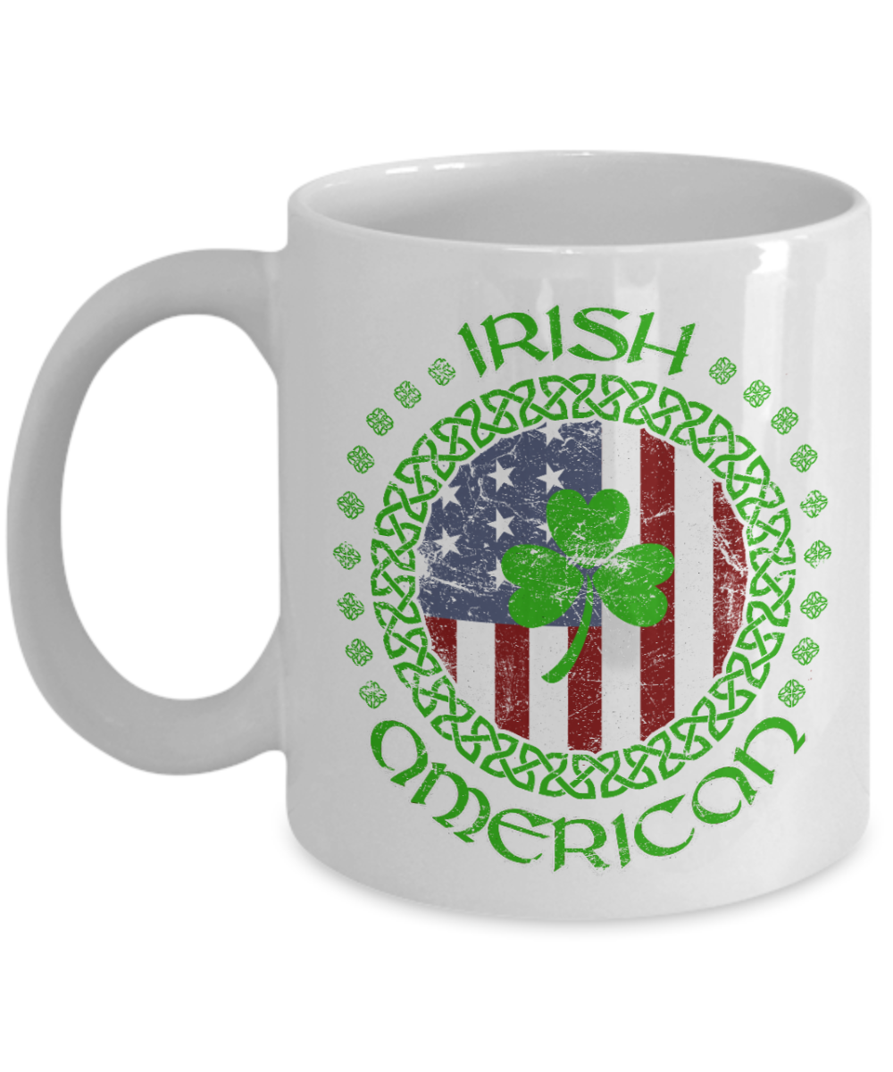 Irish American - Funny Black Porcelain Coffee Mug Cute Ceramic Cup 11 oz