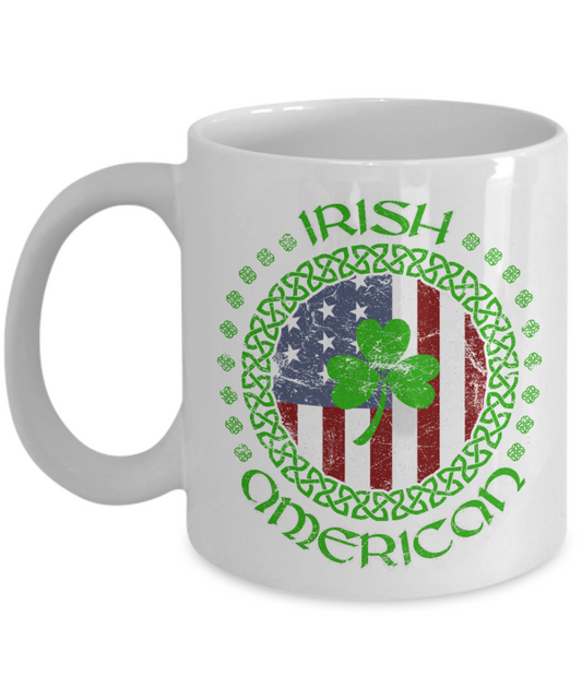 Irish American - Funny Black Porcelain Coffee Mug Cute Ceramic Cup 11 oz