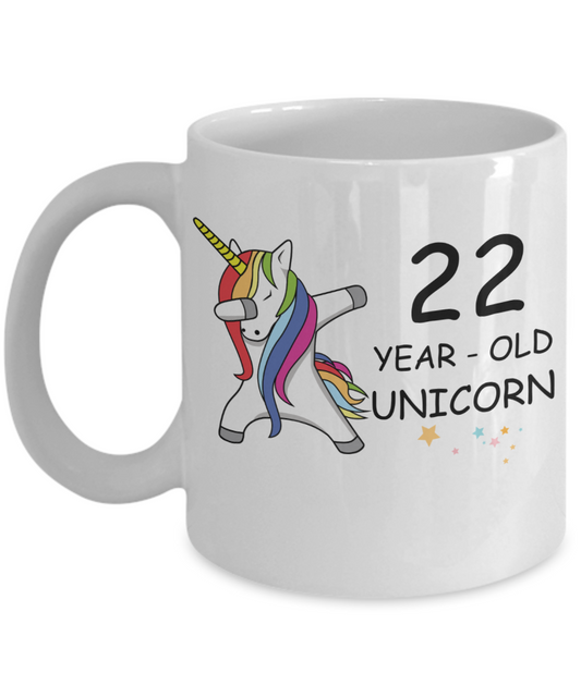 Unicorn Birthday gift 22nd Birthday Gift for Women - 22 Year Old Unicorn Dabbing Mug - Funny White Porcelain Coffee 11 oz, 22nd Anniversary Bday Gift for Grandma, Mom, Sister, Bestie - Legends are Born In 1998