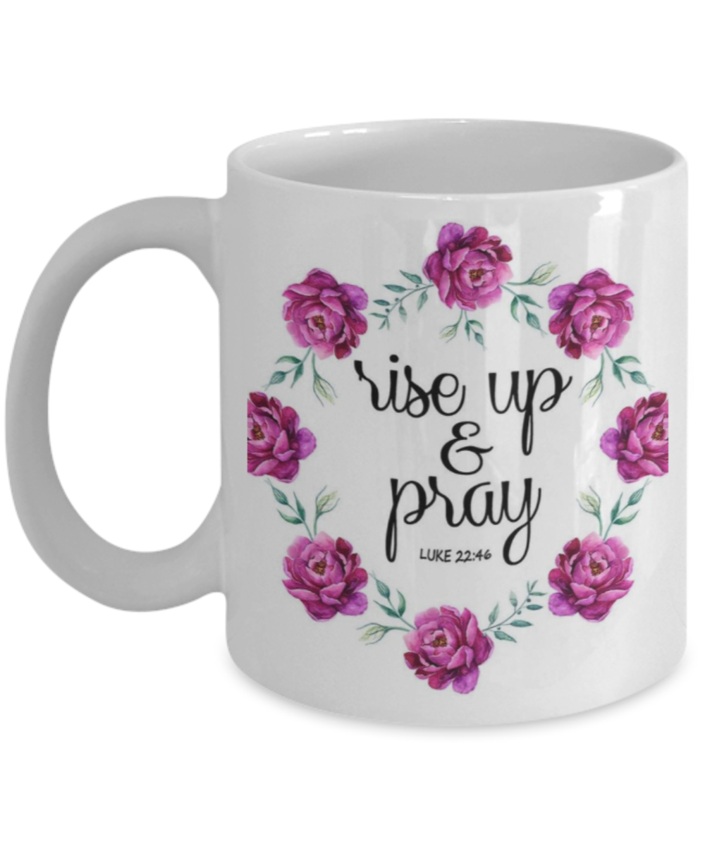 Religious coffee mugs , Rise up & Pray - White Coffee Mug Tea Cup 11 oz Gift