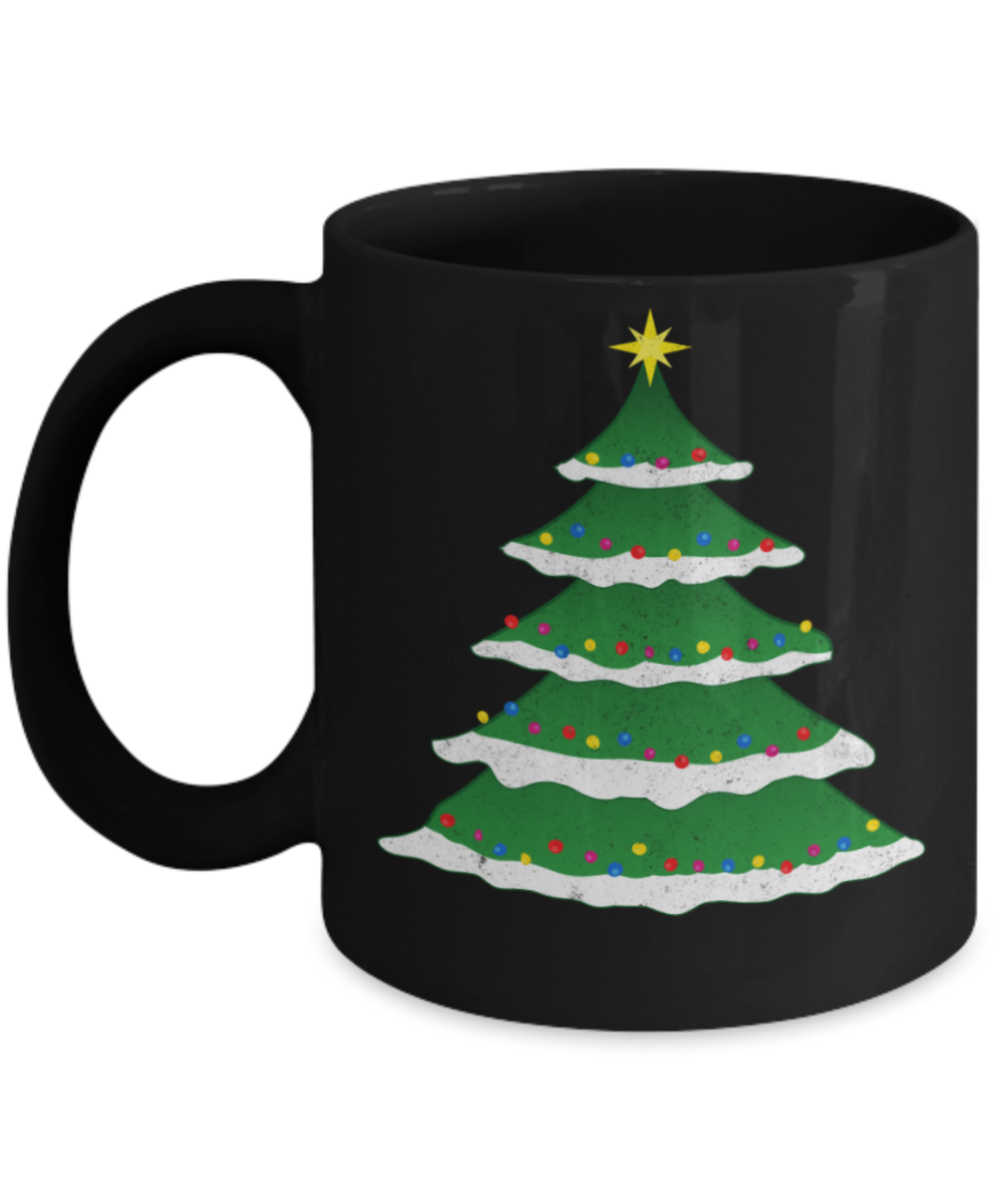 Christmas gift ideas, Christmas Tree Lit - Funny Black Porcelain Coffee Mug Cute Ceramic Cup 11 oz