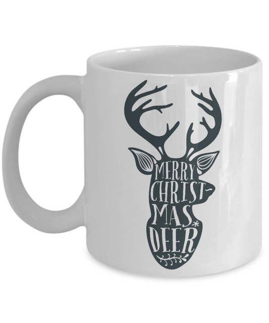 Knightmare before christmas mug - Merry Christmas Deer - Funny Christmas Gift Mugs, Christmas Gifts for family Ceramic Cup White, Funny Mugs Gift Ideas 11 Oz