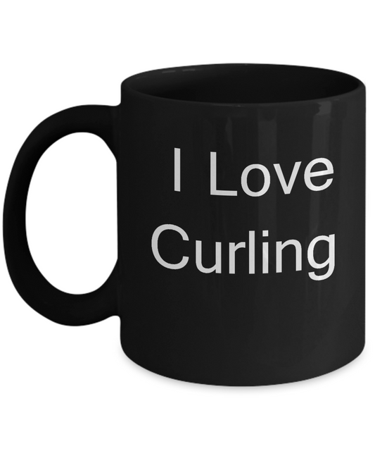 Funny Curling Lovers Mugs - I Love Curling - Valentines Black coffee mugs 11 oz