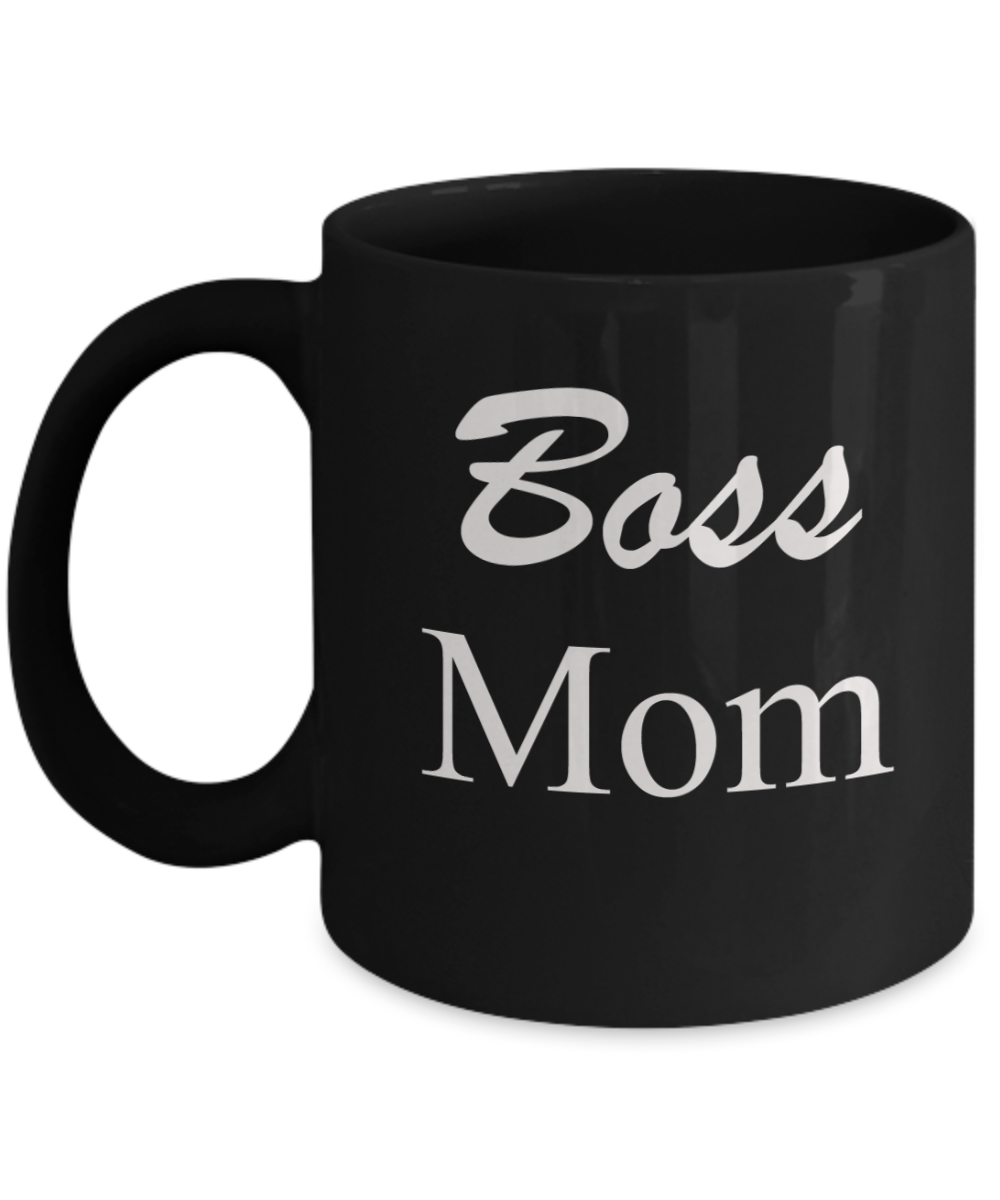 Tired as a mother mug - Boss Mom - Black Porcelain Coffee Mug Cute Ceramic Cup 11 oz