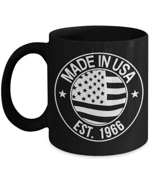 53rd birthday mug , Made in USA Est. 1966 - Black Coffee Mug Tea Cup 11 oz Gift
