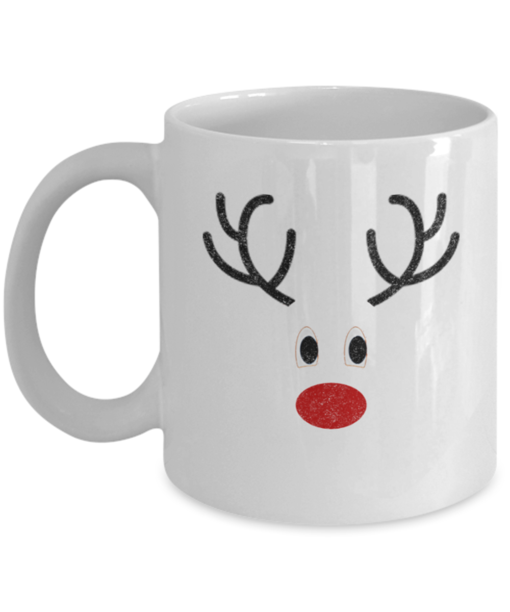 Christmas gift ideas, Reindeer - Funny White Porcelain Coffee Mug Cute Ceramic Cup 11 oz