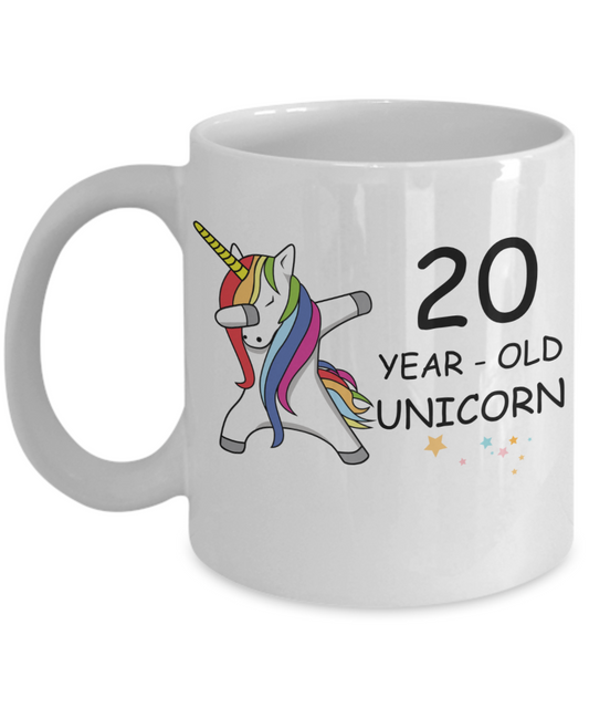 Unicorn Birthday gift 20th Birthday Gift for Women - 20 Year Old Unicorn Dabbing Mug - Funny White Porcelain Coffee 11 oz, 20th Anniversary Bday Gift for   Grandma, Mom, Sister, Bestie - Legends are Born In 2000
