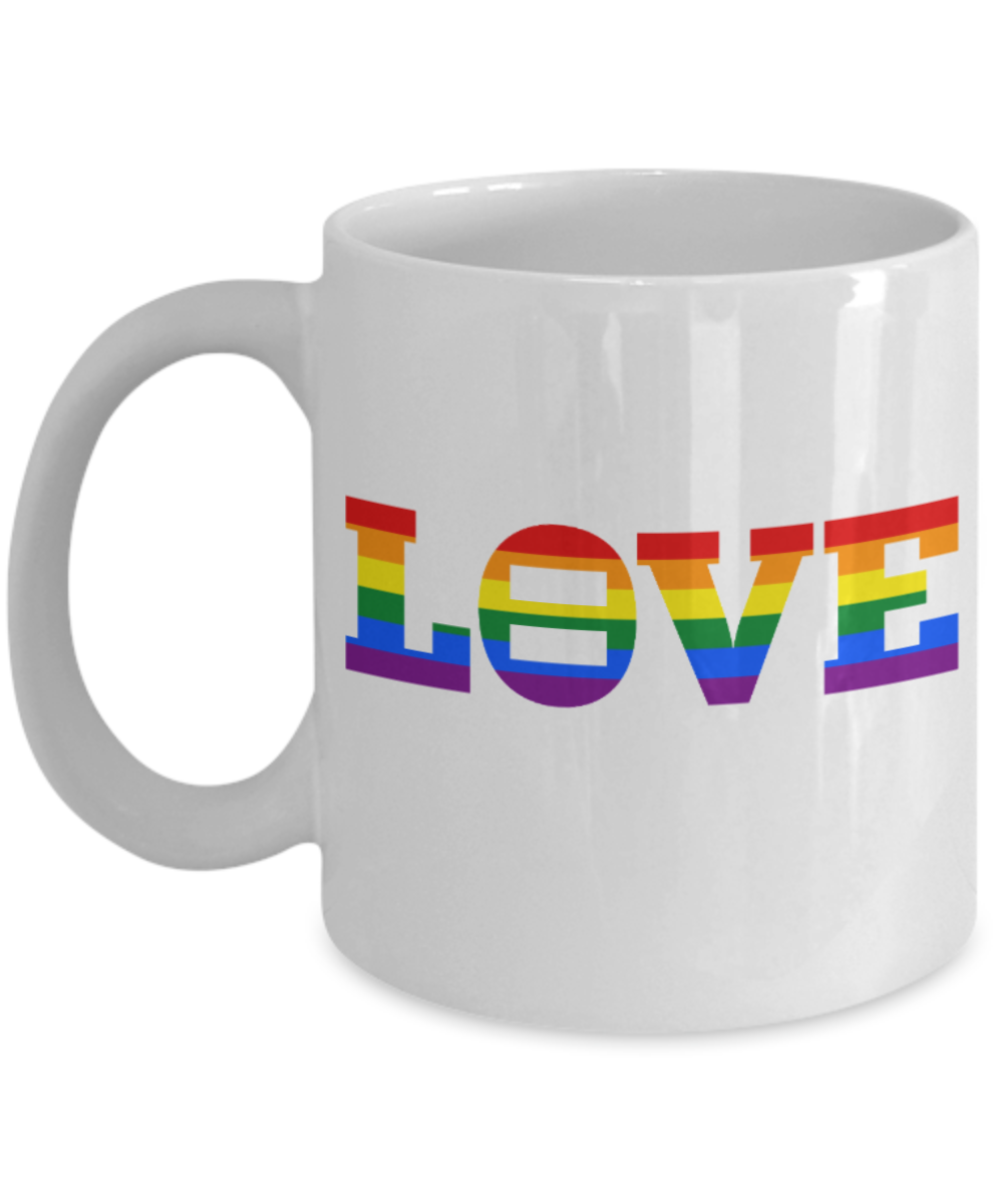 Love - White Coffee Mug Porcelain Tea Cup 11 oz - Great Gift
