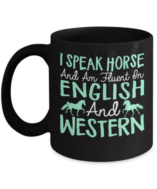Language Lovers Mugs , English and Western - Black Coffee Mug Porcelain Tea Cup 11 oz - Great Gift