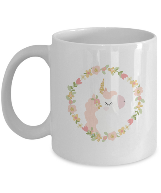 Floral Unicorn white mugs - Funny Christmas Gifts - White coffee mugs 11 oz