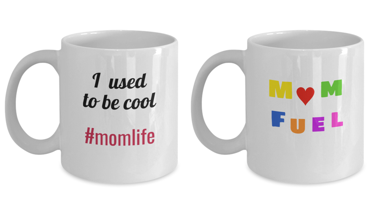 Mug set - I used to be cool #momlife Cofee Mug and Mom Fuel Cofee Mug,White coffee mugs 11 oz