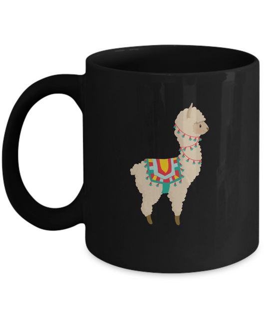 Lama Sheep Black Mugs - Funny Christmas Kids Gifts -  Best Office Mug & Birthday Gifts 11 oz