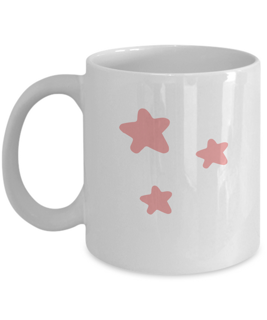 Floral Red stars white mugs - Funny Christmas Gifts - Porcelain White coffee mugs 11 oz