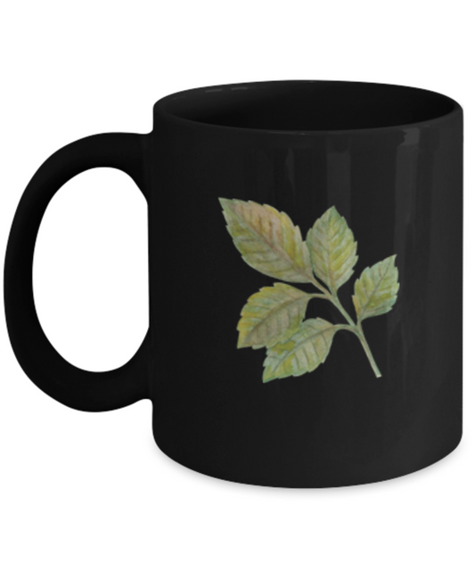 Flowers and Leaves 21 Black Mugs - Funny Christmas Kids Black coffee mugs 11 oz